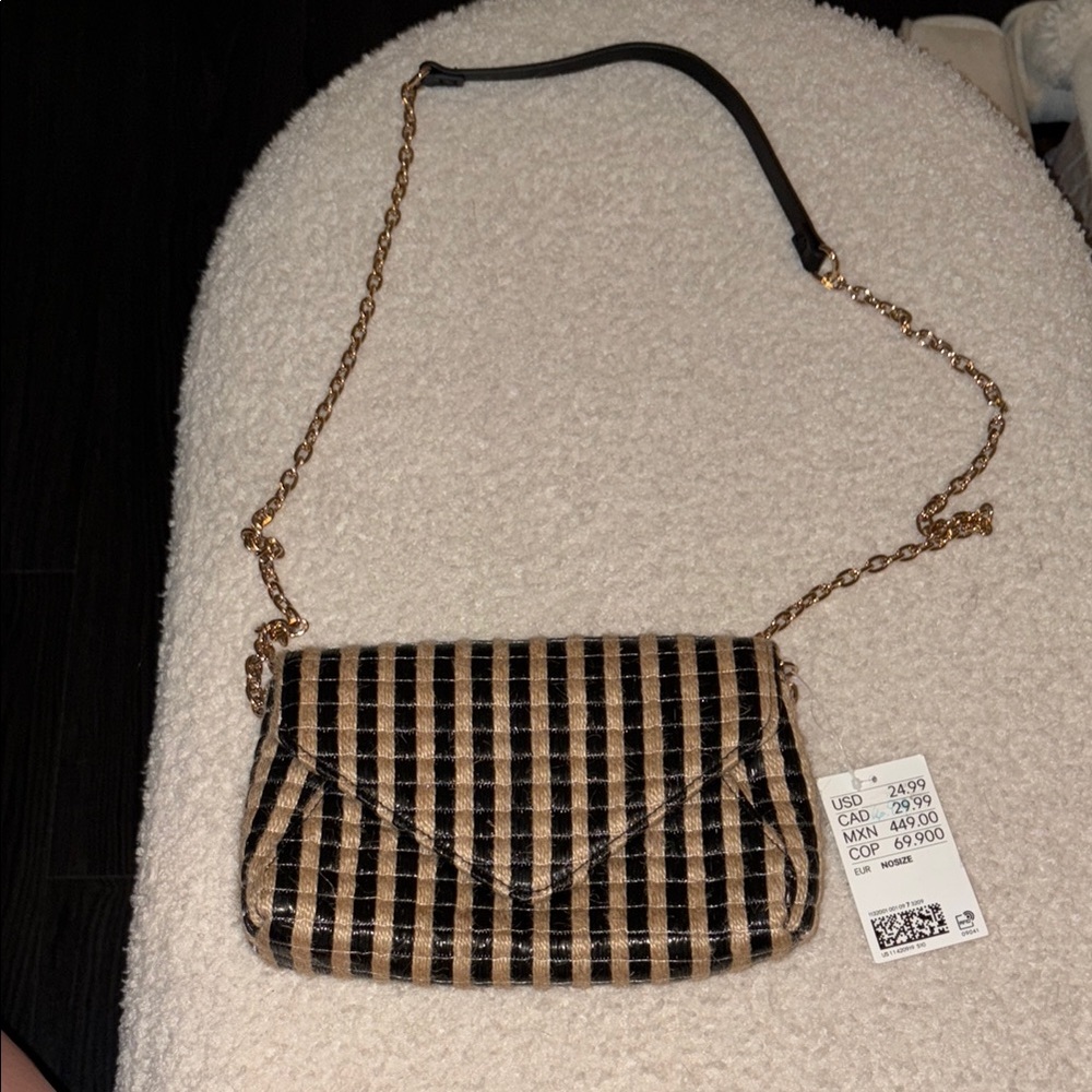 H&M Black and Gold Crossbody Bag with Chain Strap